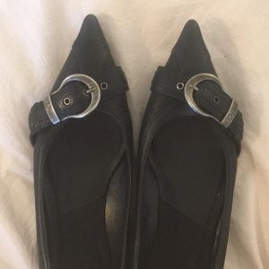 Black Dior Buckle Pointy Flat Shoes Size 39